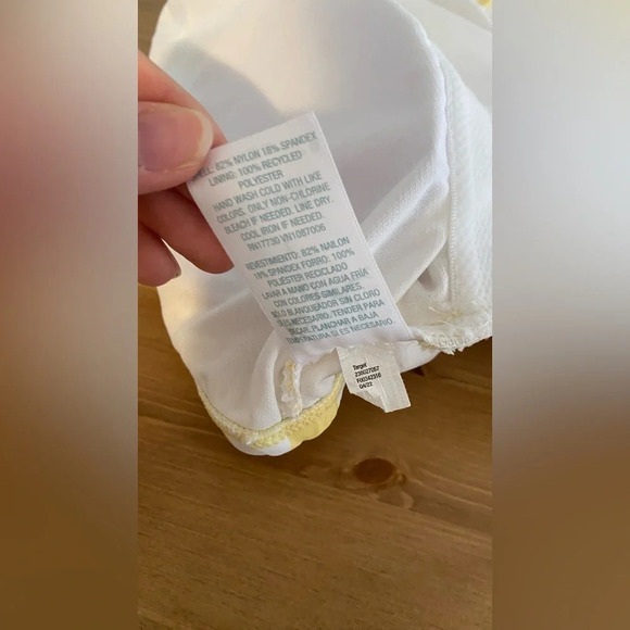 Sz. L Kona Sol Women's Striped Square Neck One Piece Swimsuit Yellow (JJ3) - Picture 5 of 15